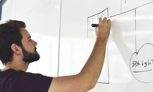 Professor writing on whiteboard Helping Students Learn Despite their Anxiety