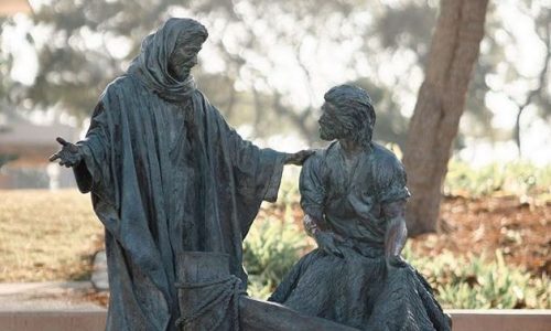 Statue of Jesus Calling Peter to Lay Down His Nets and Follow Christian Practice